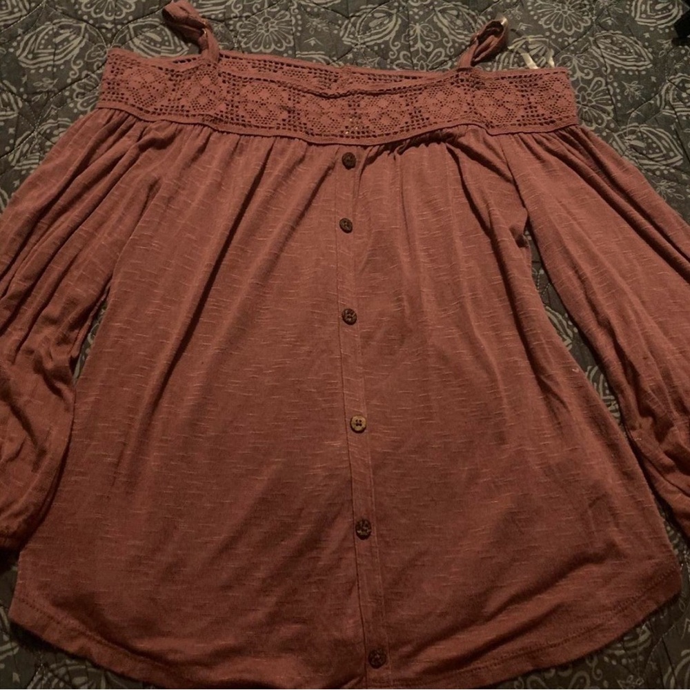 Aeropostale Women's Long Sleeve Top - Rust